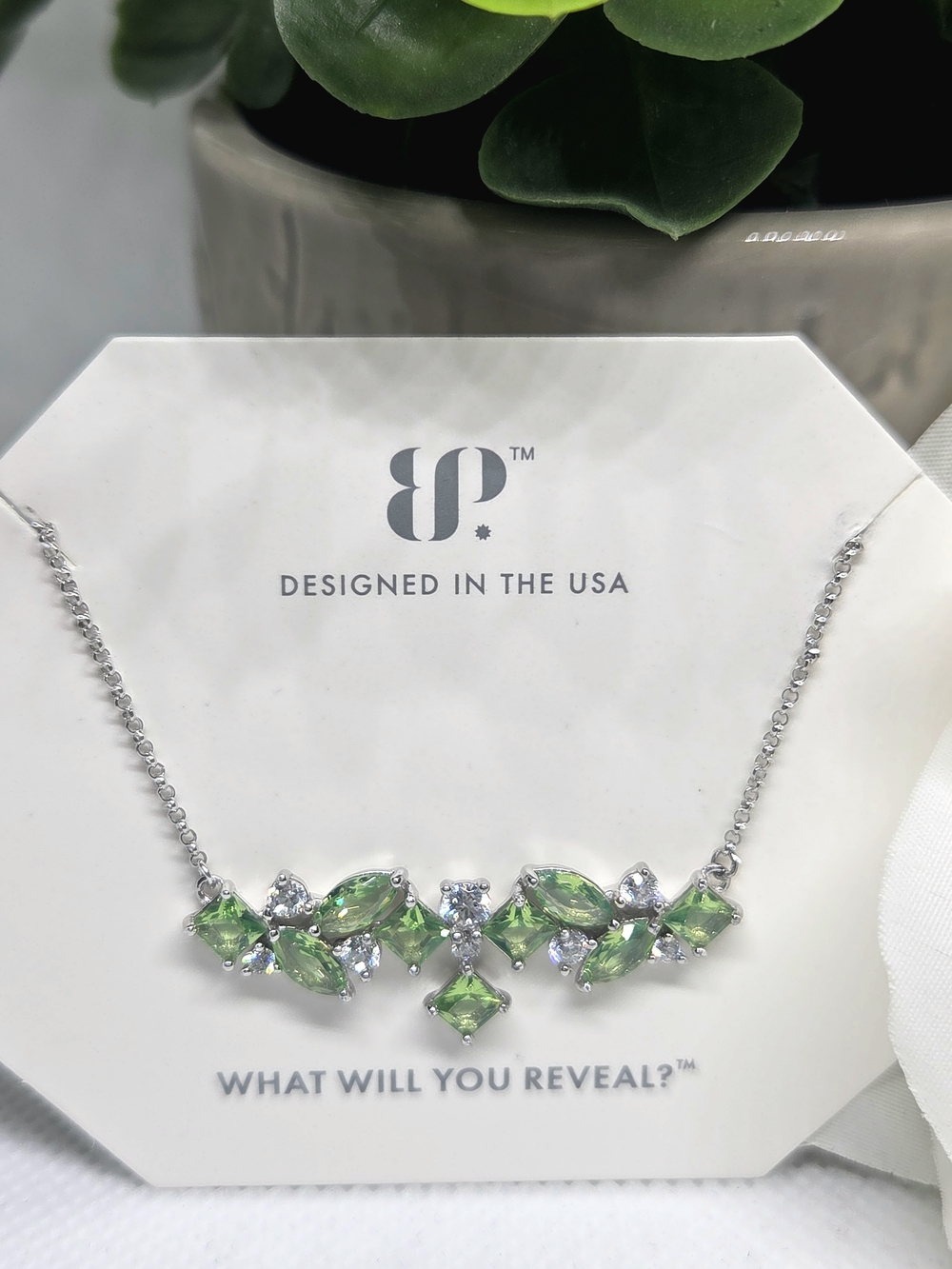 BP 'Sterling Club" Lab Created Green Opal Necklace